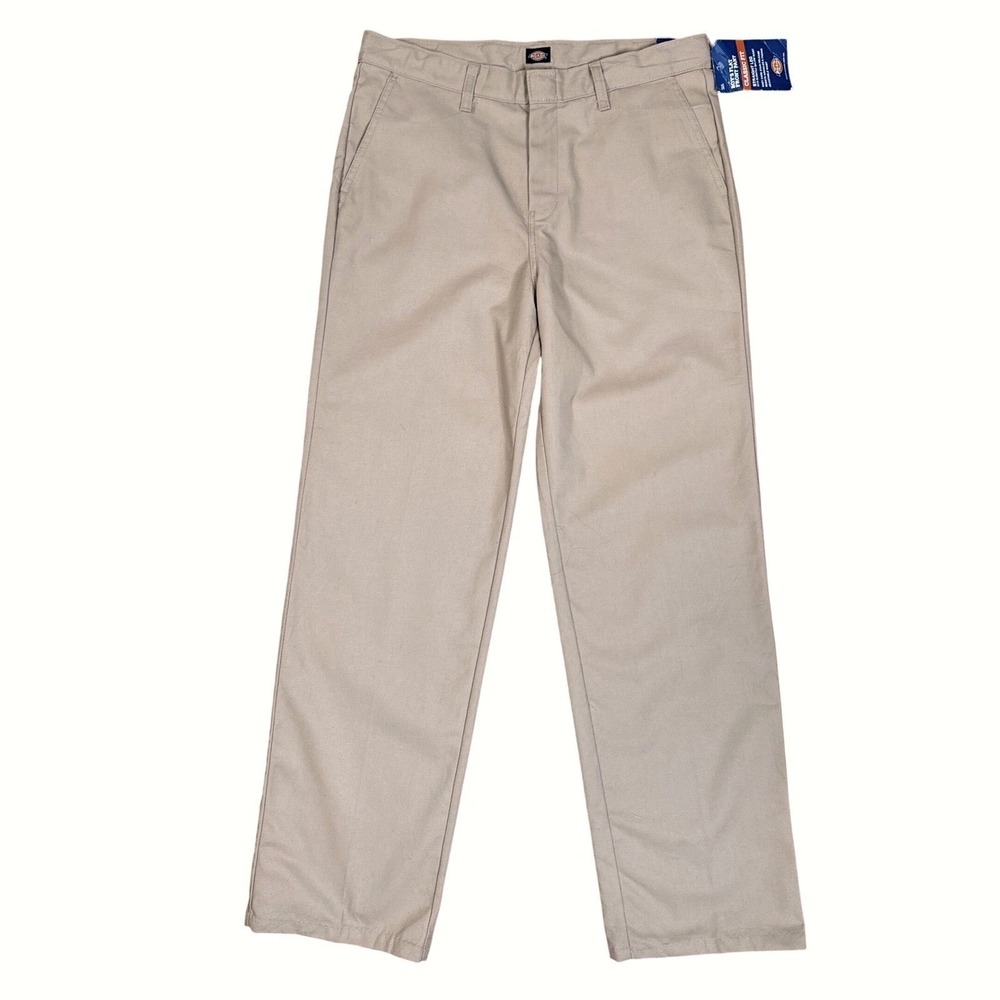 DICKIES Boys Khaki Flat‎ Front Straight Leg Pants Adjustable Waist Size 18H NWT - Picture 3 of 14